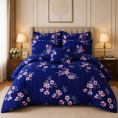 Premium Summer King Size Soft Cotton Comforter Set - 7-Piece