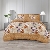 Cream Purple Floral Comforter - Straight Front View