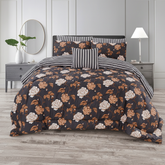 Dark Charcoal Rose Comforter - Straight Front View