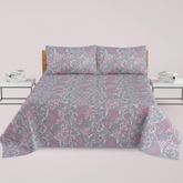 Grey Pink Rose Damask - Straight
