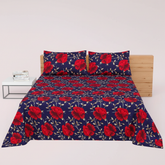 Navy Blue Red Peony - Straight