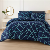 Navy Blue Teal Lines - Straight