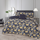 Navy Yellow Hibiscus Comforter - Straight