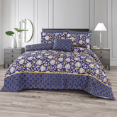 Royal Blue Monstera Leaf Bedsheet - Straight Front View