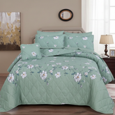 Sage Green Daisy Comforter - Straight Front View