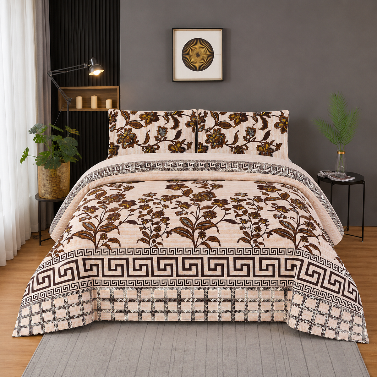 PRINTED PURE COTTON BEDSHEET - 3 PCS