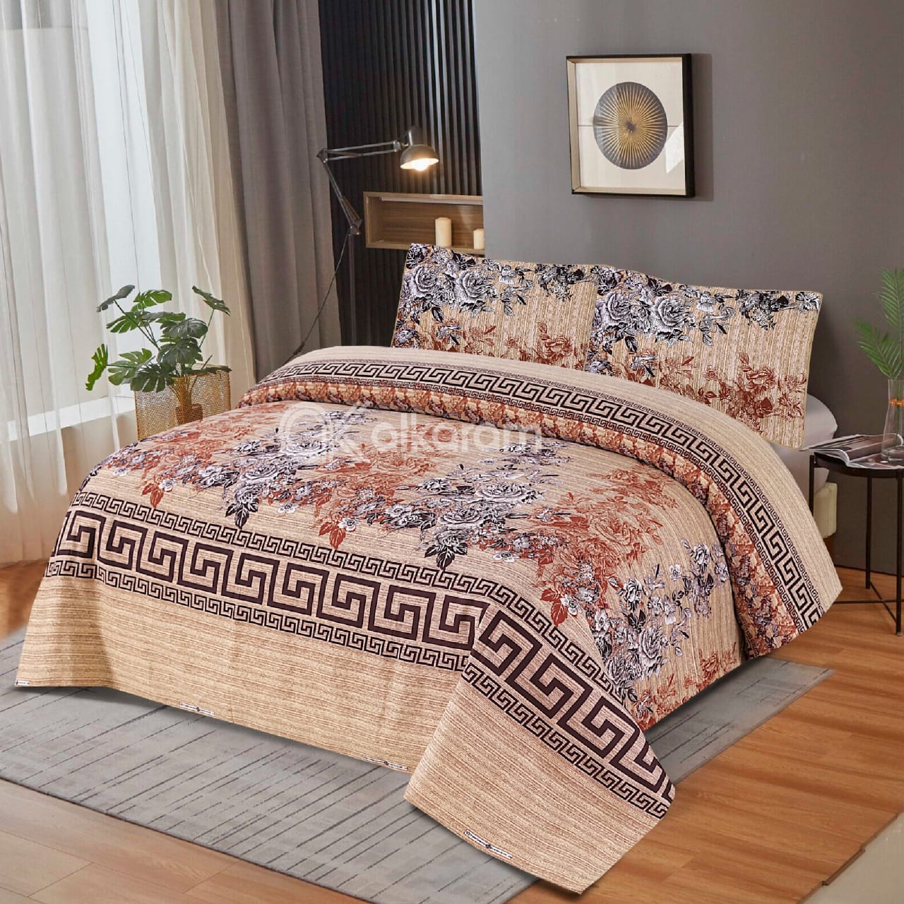 3 Pcs Cotton Bed Sheet Set