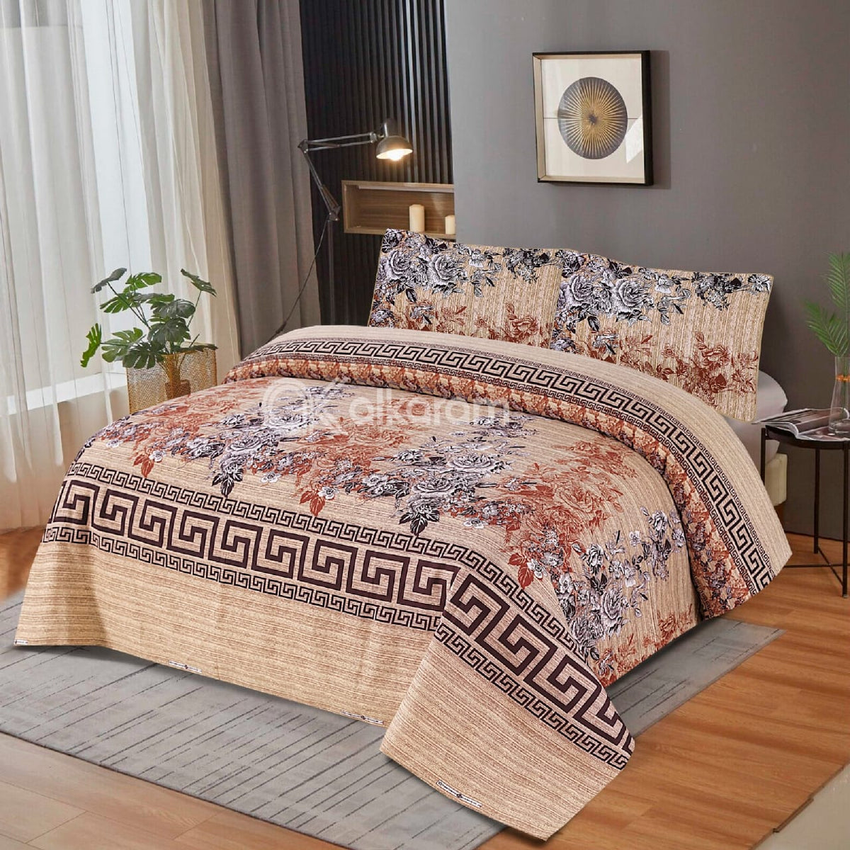 3 Pcs Cotton Bed Sheet Set