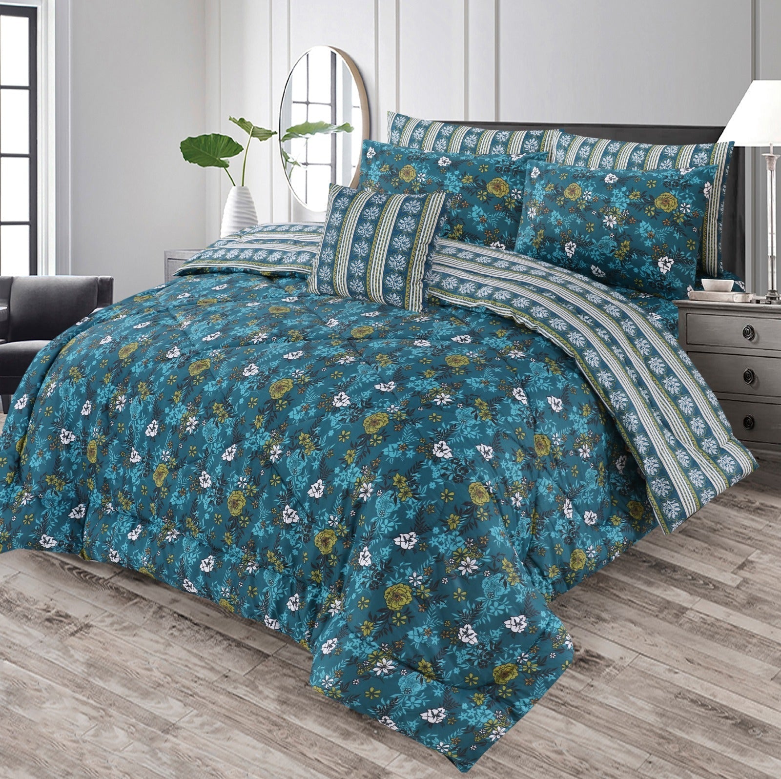 PREMIUM SUMMER KING SIZE COMFORTER SET - 7-PIECE