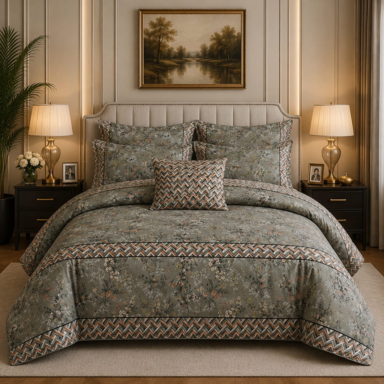 Premium Summer King Size Comforter Set - 7-Piece N27