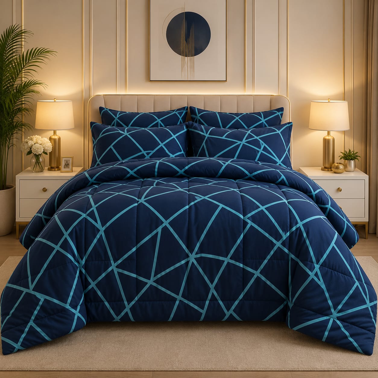 Premium Summer King Size Comforter Set - 7-Piece N24
