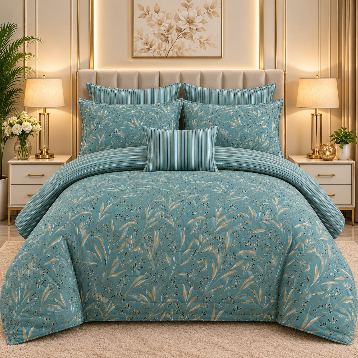 Premium Summer King Size Comforter Set - 7-Piece A31