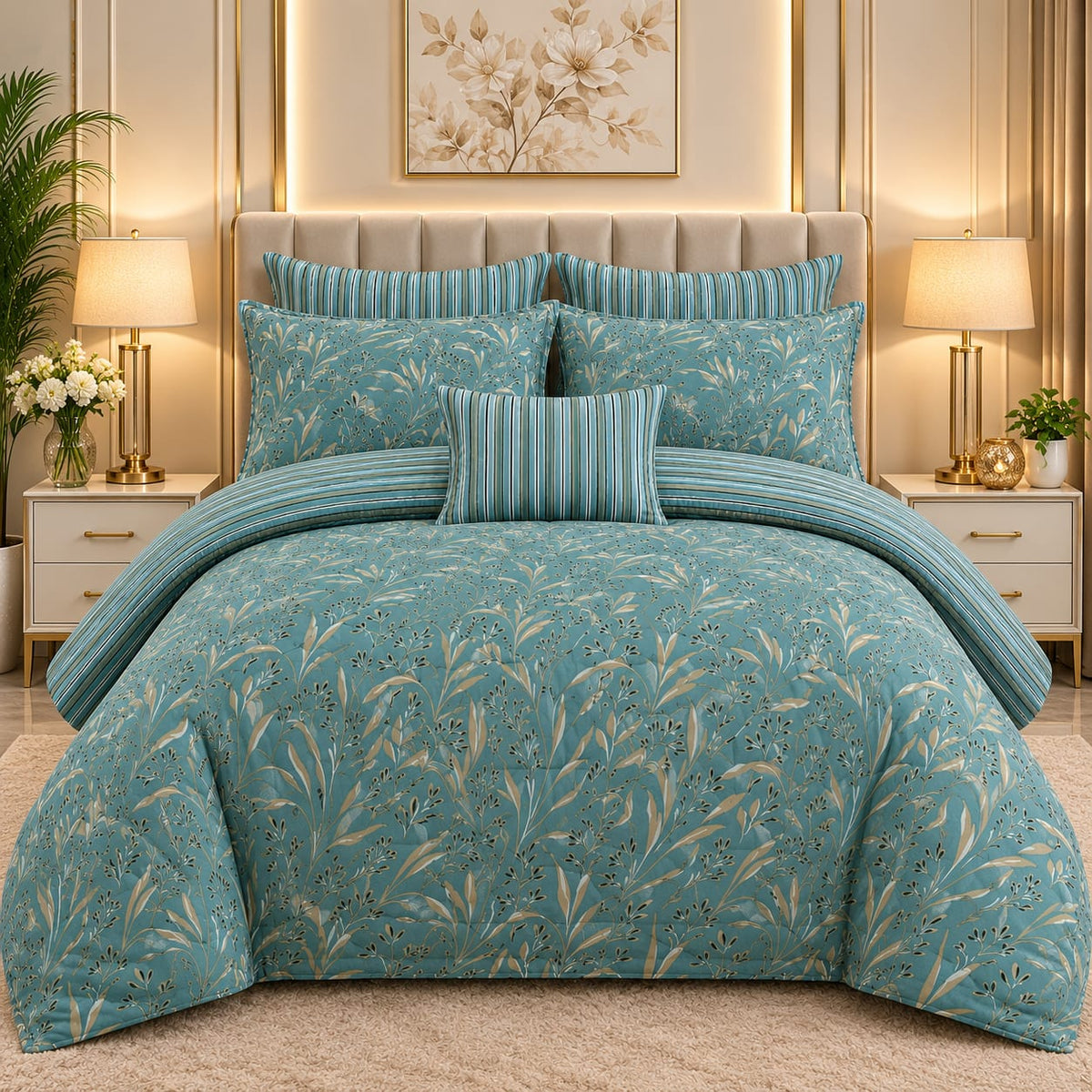 Premium Summer King Size Comforter Set - 7-Piece A31
