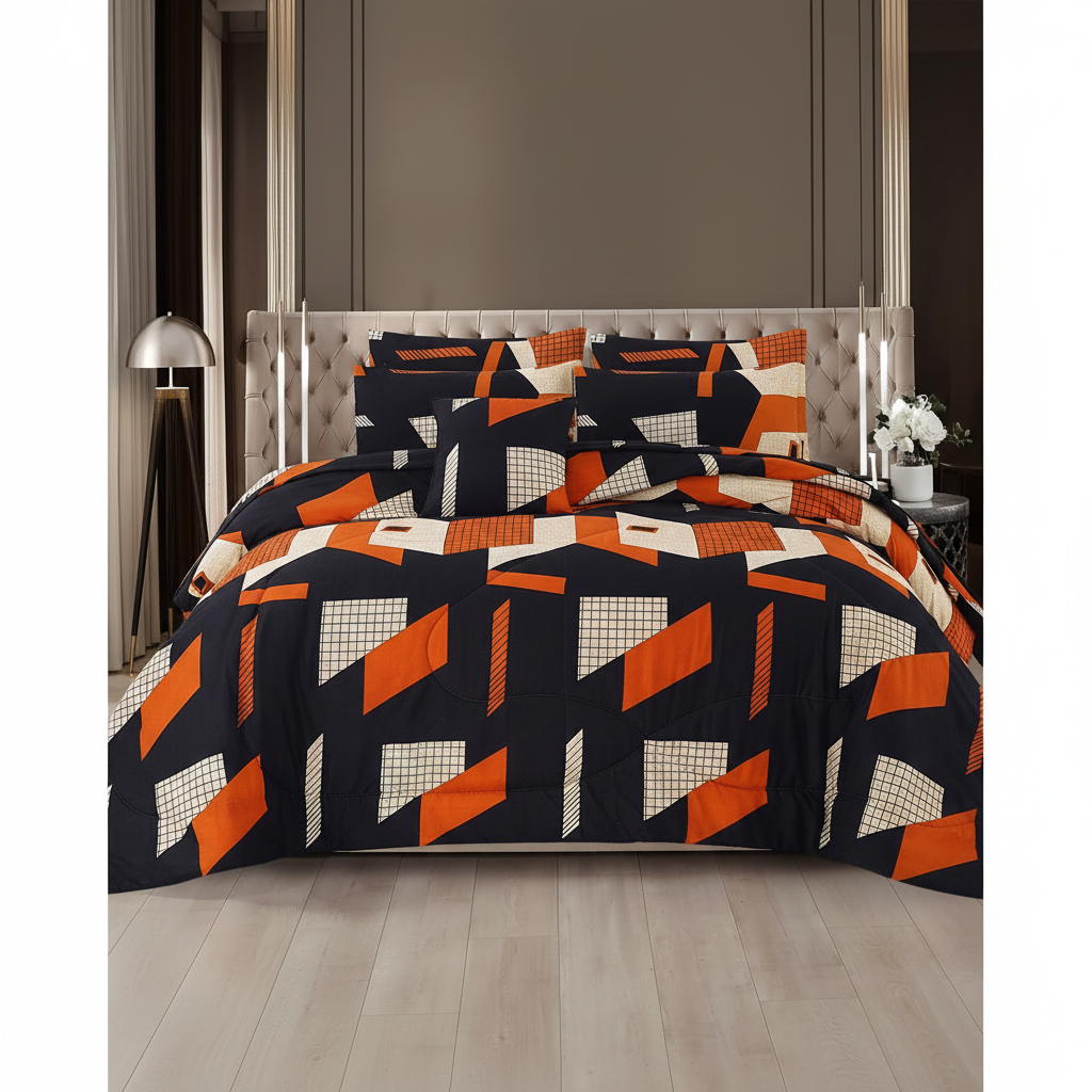 Black Orange Geometric - Straight