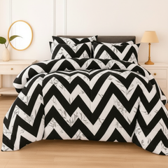 Black White Chevron Comforter - Straight Front View