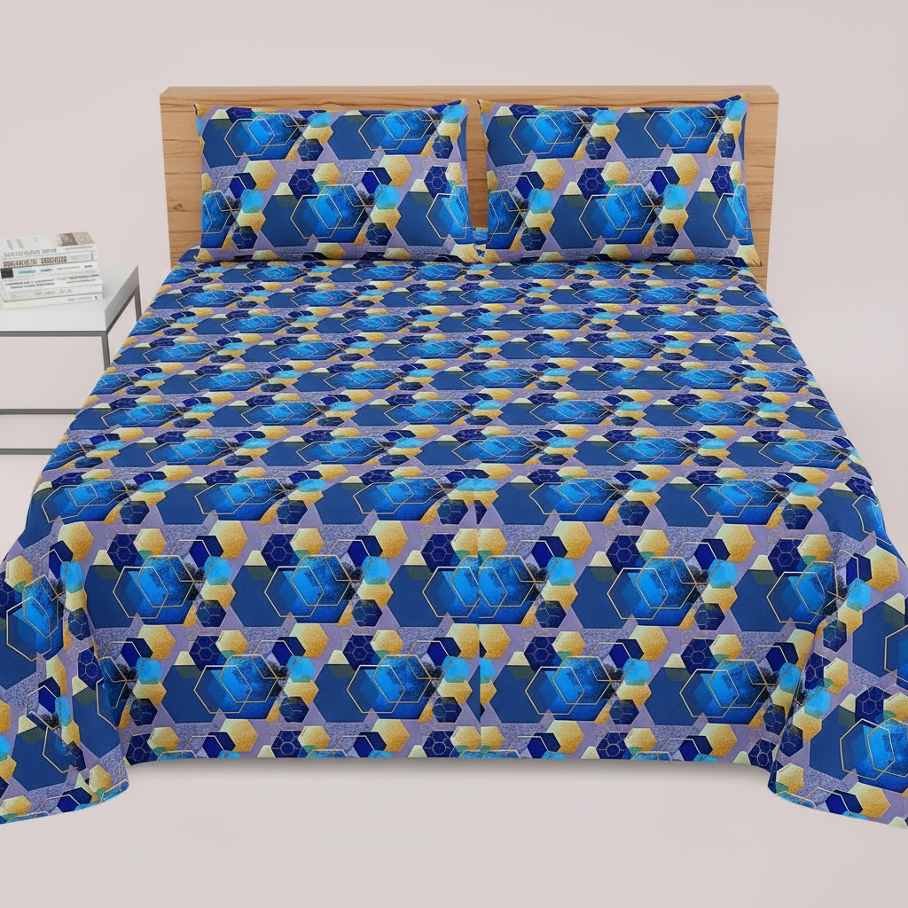 Blue Gold Hexagon - Extra Straight