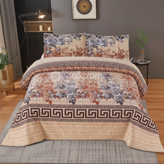 Cream Beige White Rose Greek Key - Straight