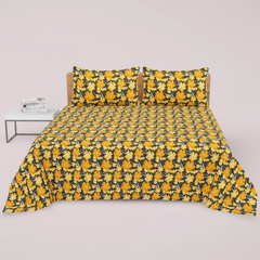 Dark Grey Yellow Flower - Straight