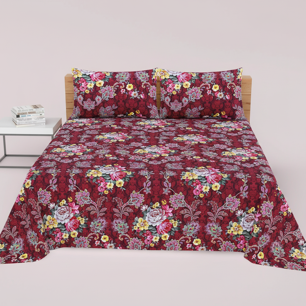 Dark Maroon Floral Paisley - Straight