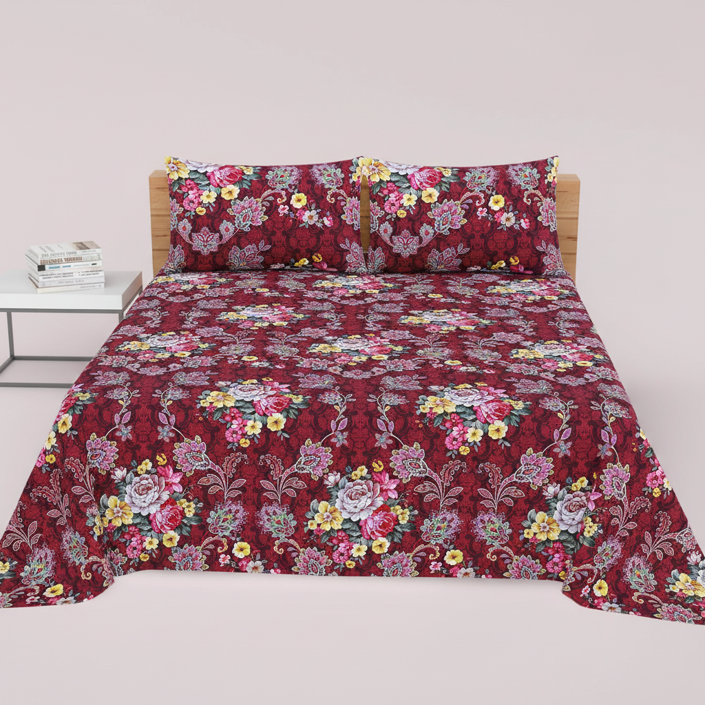 Dark Maroon Floral Paisley - Straight