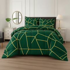 Green Gold Comforter - More Straight Front View