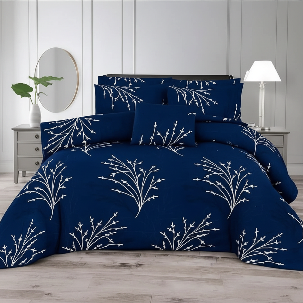 Navy Blue Branch Comforter - Straight