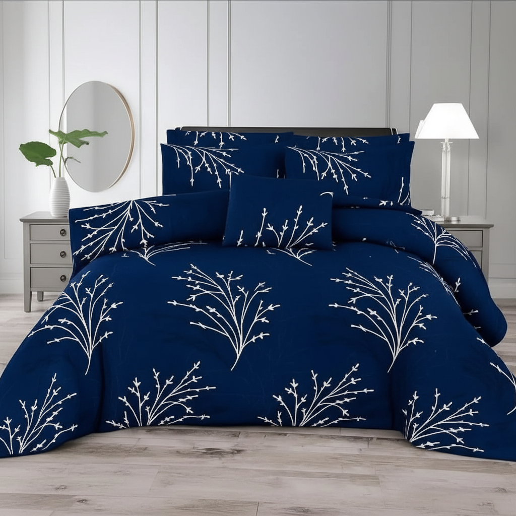 Navy Blue Branch Comforter - Straight