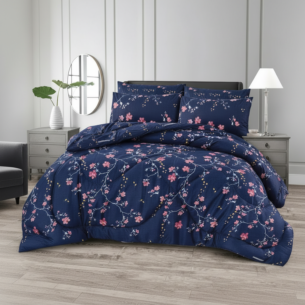 Navy Blue Cherry Blossom - More Straight