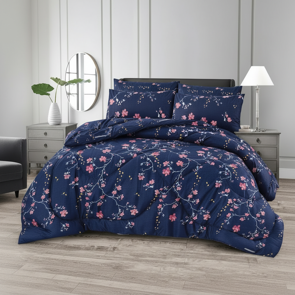 Navy Blue Cherry Blossom - More Straight