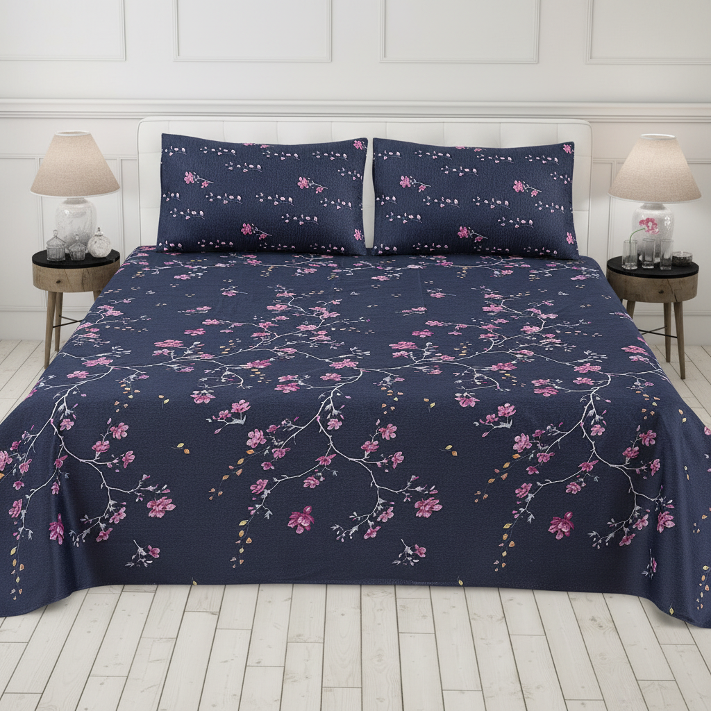 Navy Blue Cherry Blossom - Straight