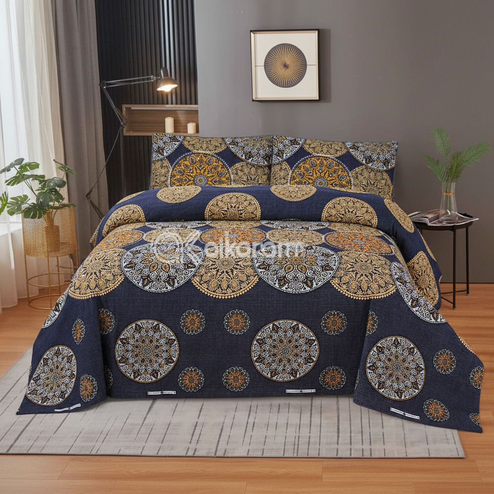 Navy Blue Gold Mandala - Straight