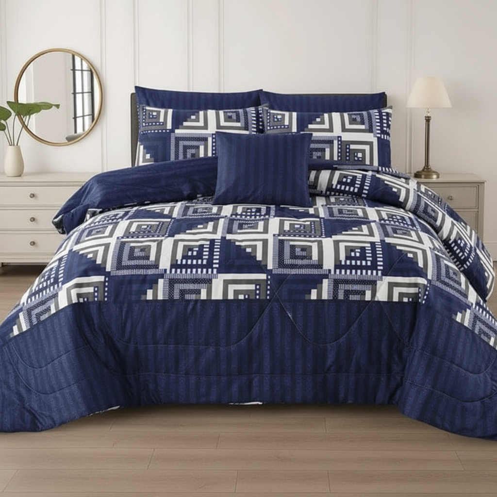 Navy Blue Greek Key - Straight