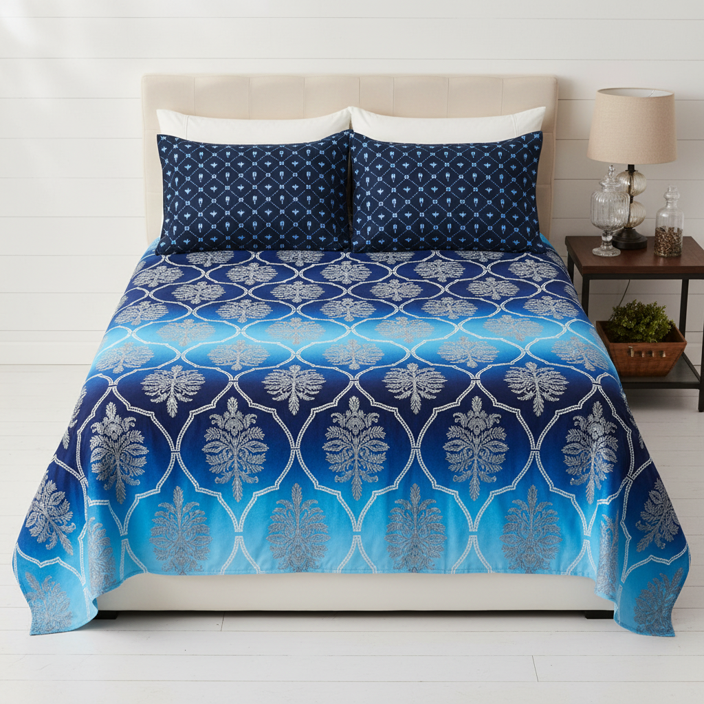 Navy Blue Ombre Peacock Leaf - Straight