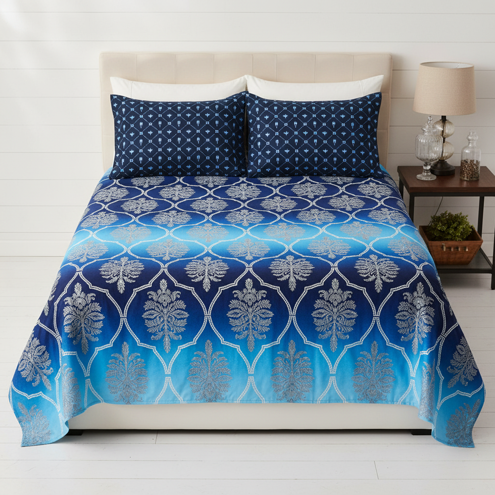 Navy Blue Ombre Peacock Leaf - Straight