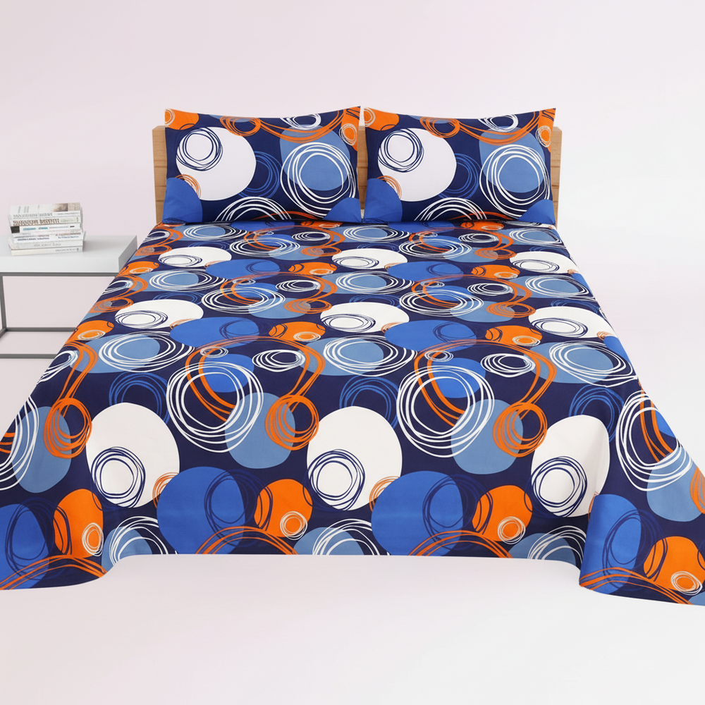 Navy Blue Orange Circle Spiral - Straight
