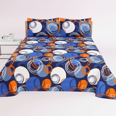 Navy Blue Orange Circle Spiral - Straight