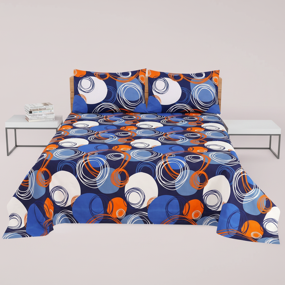 Navy Blue Orange Circle Swirl - Straight