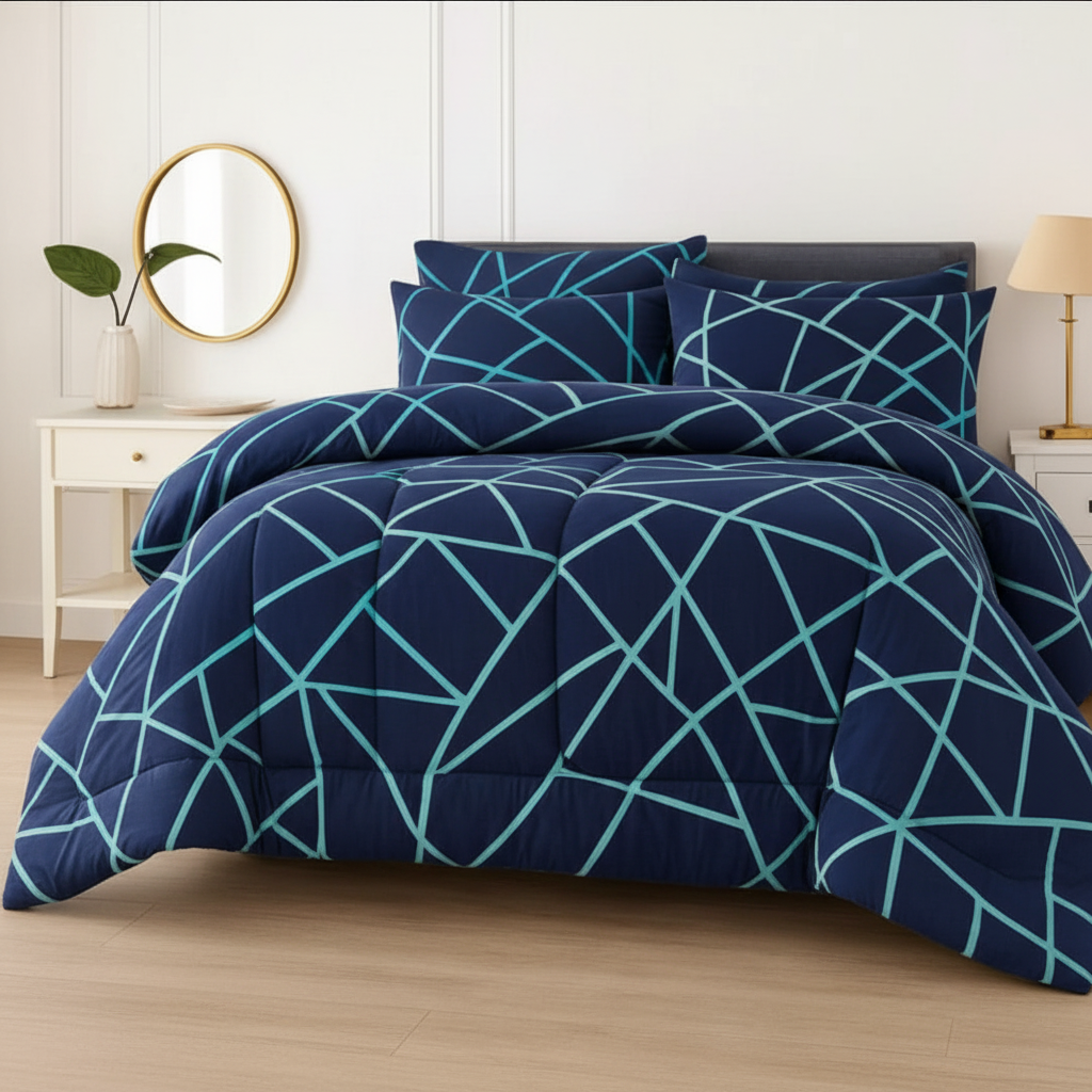 Navy Blue Teal Lines - Straight