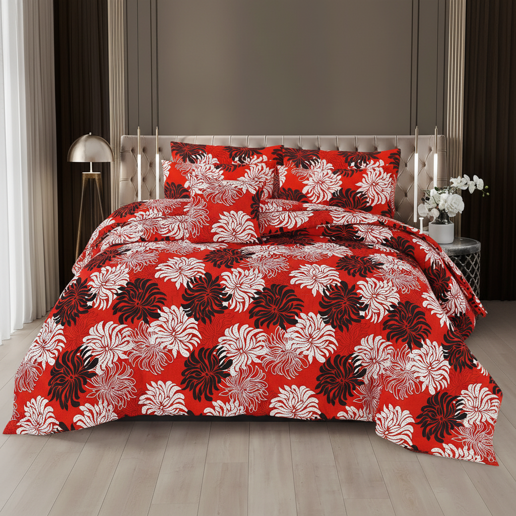 Red Chrysanthemum Comforter - Straight