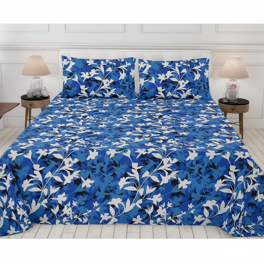 Royal Blue White Leaf - Straight