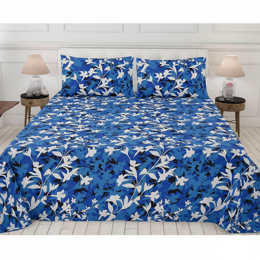 Royal Blue White Leaf - Straight