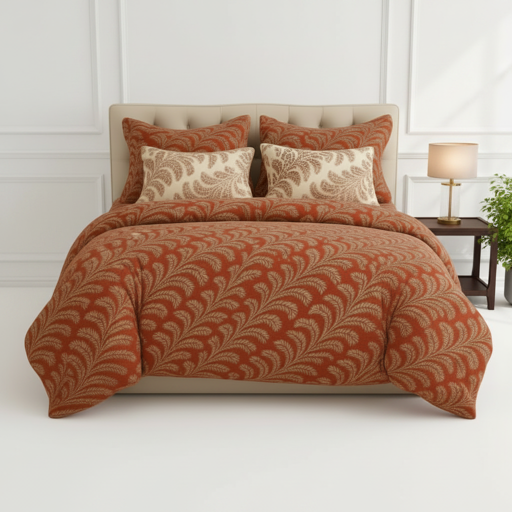 Rust Feather Comforter - Bedroom Setting Straight