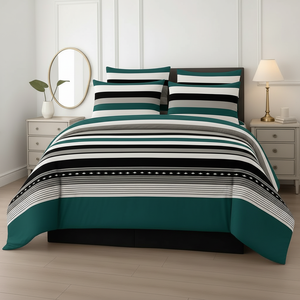 Teal Black White Stripe - More Straight