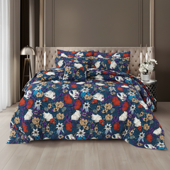 Teal Navy Mixed Floral - Straight