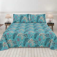 Teal Tropical Palm Leaf - Straight