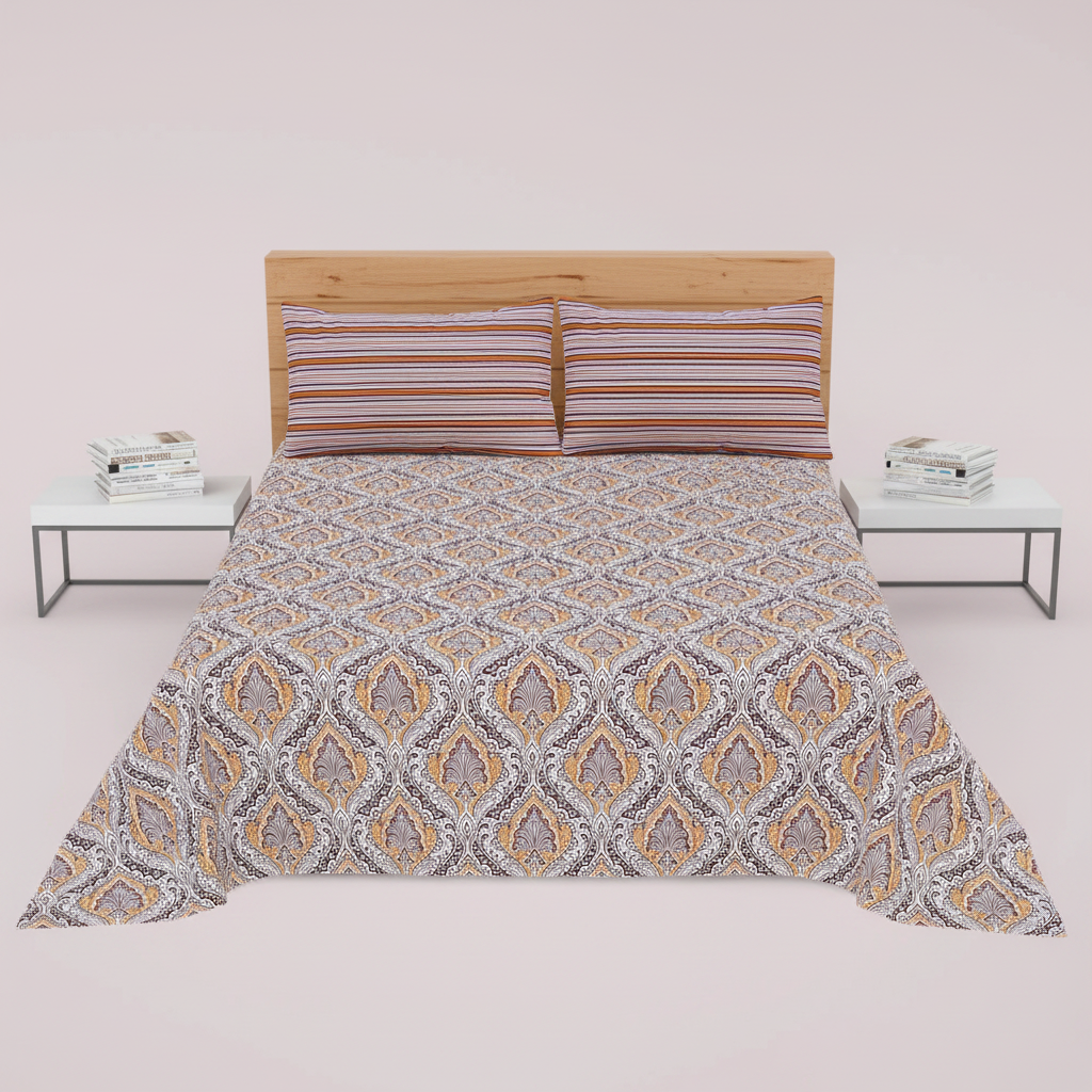 White Gold Paisley Stripe - Straight